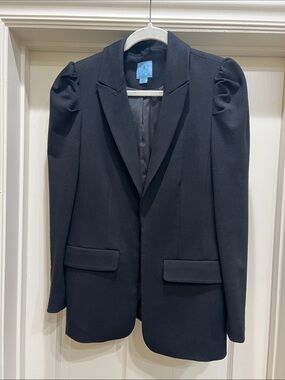 CeCe Black Puff Shoulder Tailored Blazer